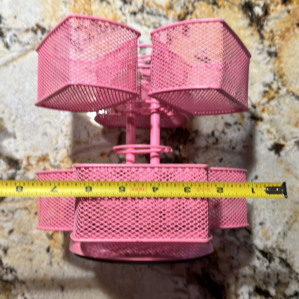 ✅! Pink ROTATING makeup/metal caddy/storage. 6 sections. 2 levels. - Picture 7 of 9